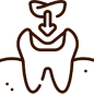 Tooth illustration with crown symbol representing dental care and restorative dentistry services.