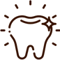 Bright tooth with radiating lines indicating cleanliness and dental health care excellence.